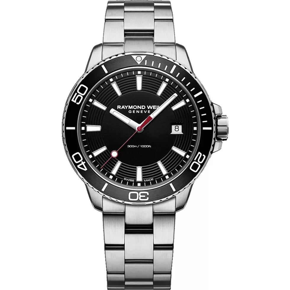 RAYMOND WEIL Tango Black Bezel Watch 42mm