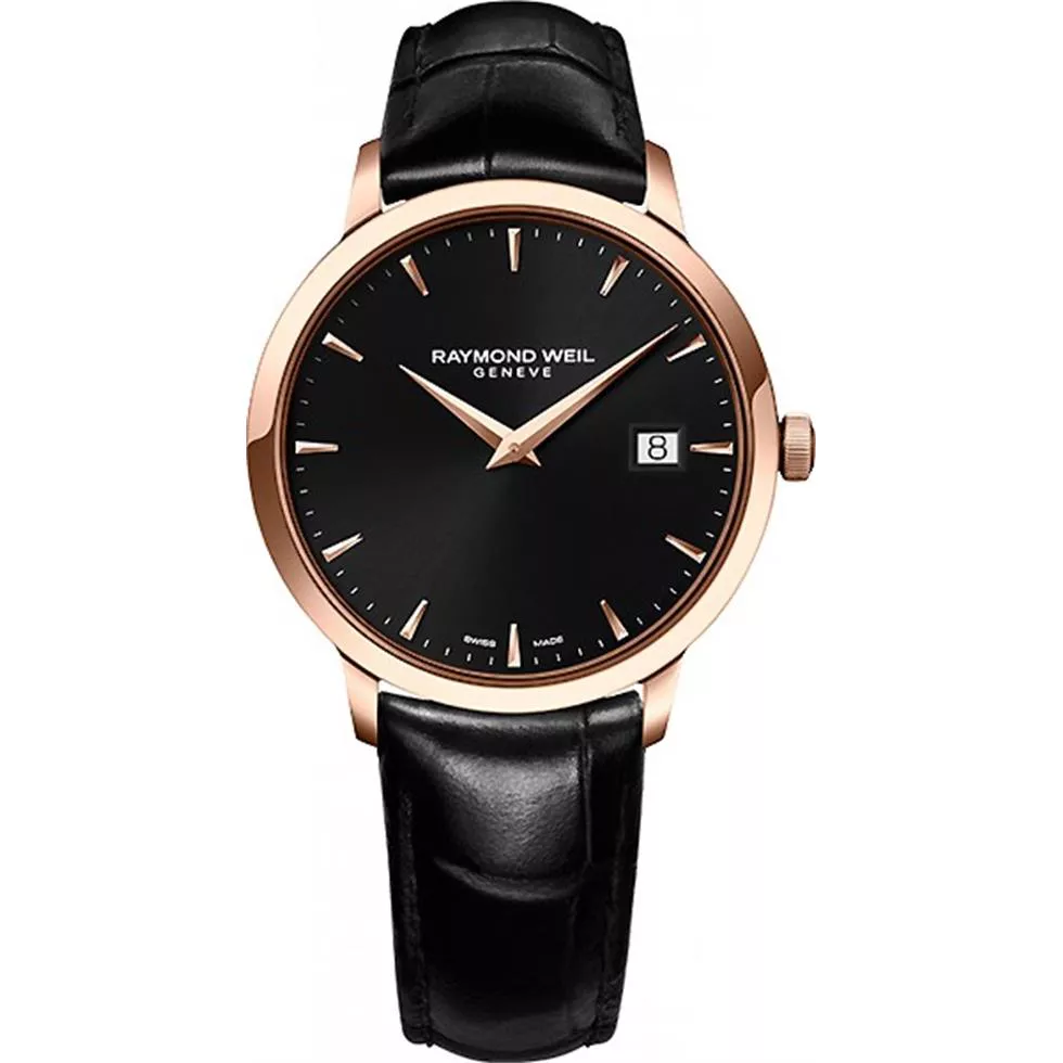 Raymond Well Toccata Black Leather Watch 39mm