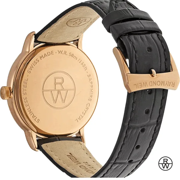 Raymond Well Toccata Black Leather Watch 39mm